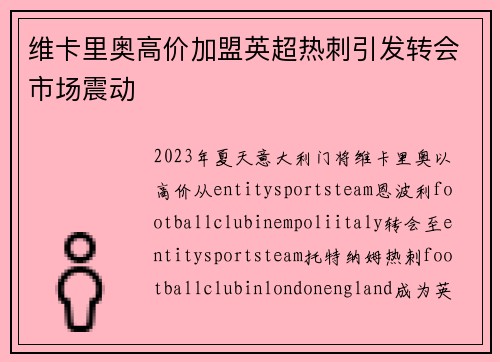 维卡里奥高价加盟英超热刺引发转会市场震动 维卡里奥高价加盟英超热刺引发转会市场震动
